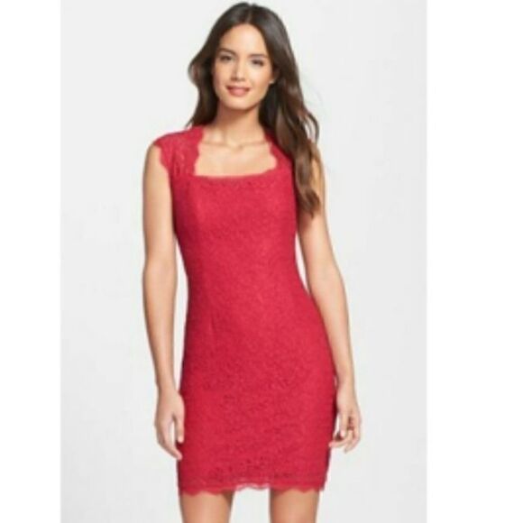 Adrianna Papell Fuchsia lace sheath dress Size 4 Valentine's - Picture 1 of 13